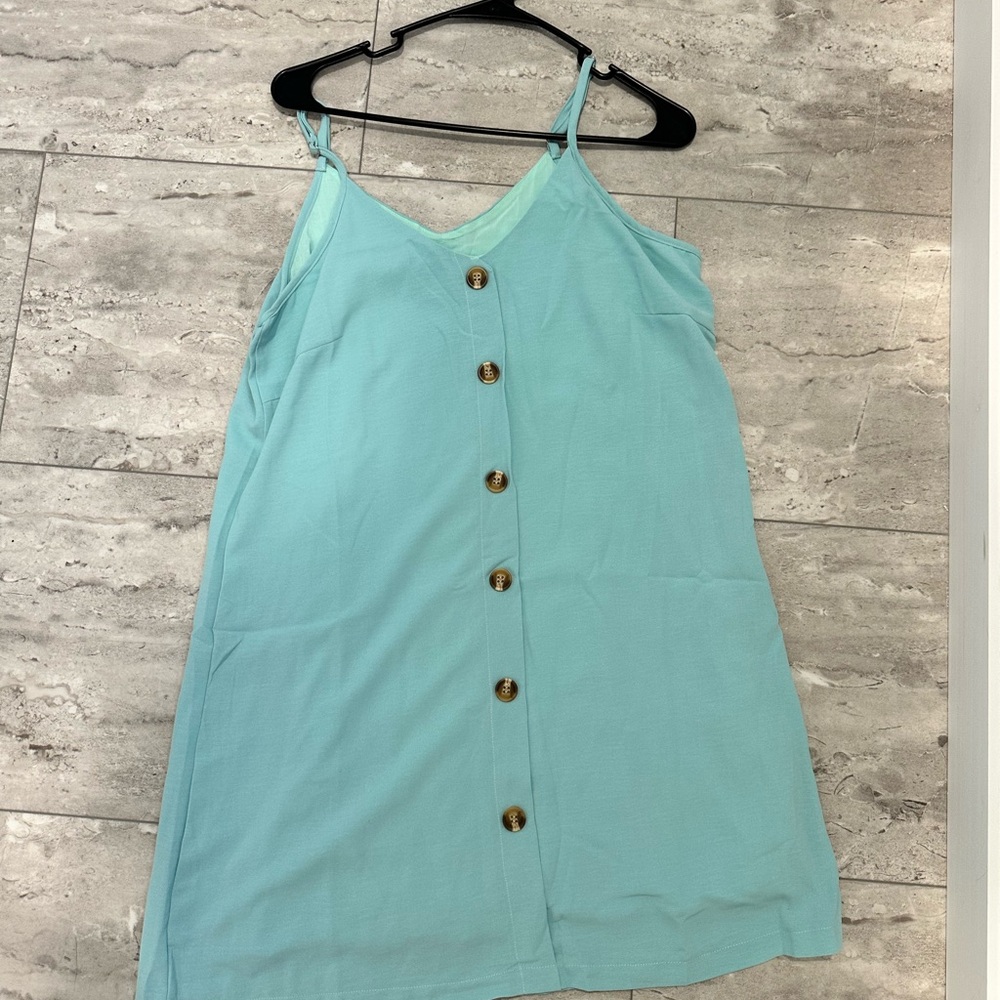 Aqua Button-Down Dress